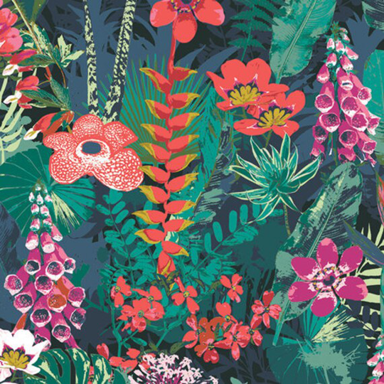 Lush Rainforest, Rainforest Floral, Tropical Flower, Hawaiian Fabric, Boscage, Esoterra, Art Gallery Fabrics, Quilting Cotton Fabric