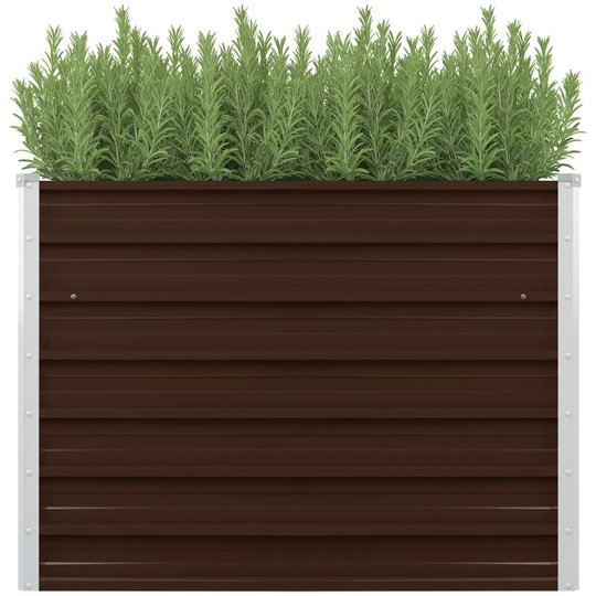 Raised Garden Bed Brown 100x100x77 cm Galvanised Steel Vidaxl Brown