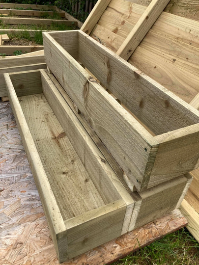 30cm Rustic Tanalised Wooden Patio Planter Window Box Timber Trough Garden Flower Tub Handmade