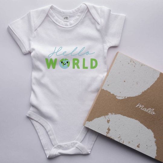 Organic Cotton Hello World Baby Grow