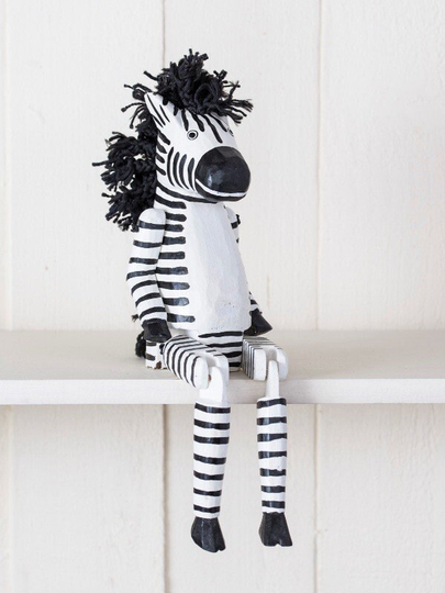 Handcrafted Zebra Shelf Sitter 40 X 10cm