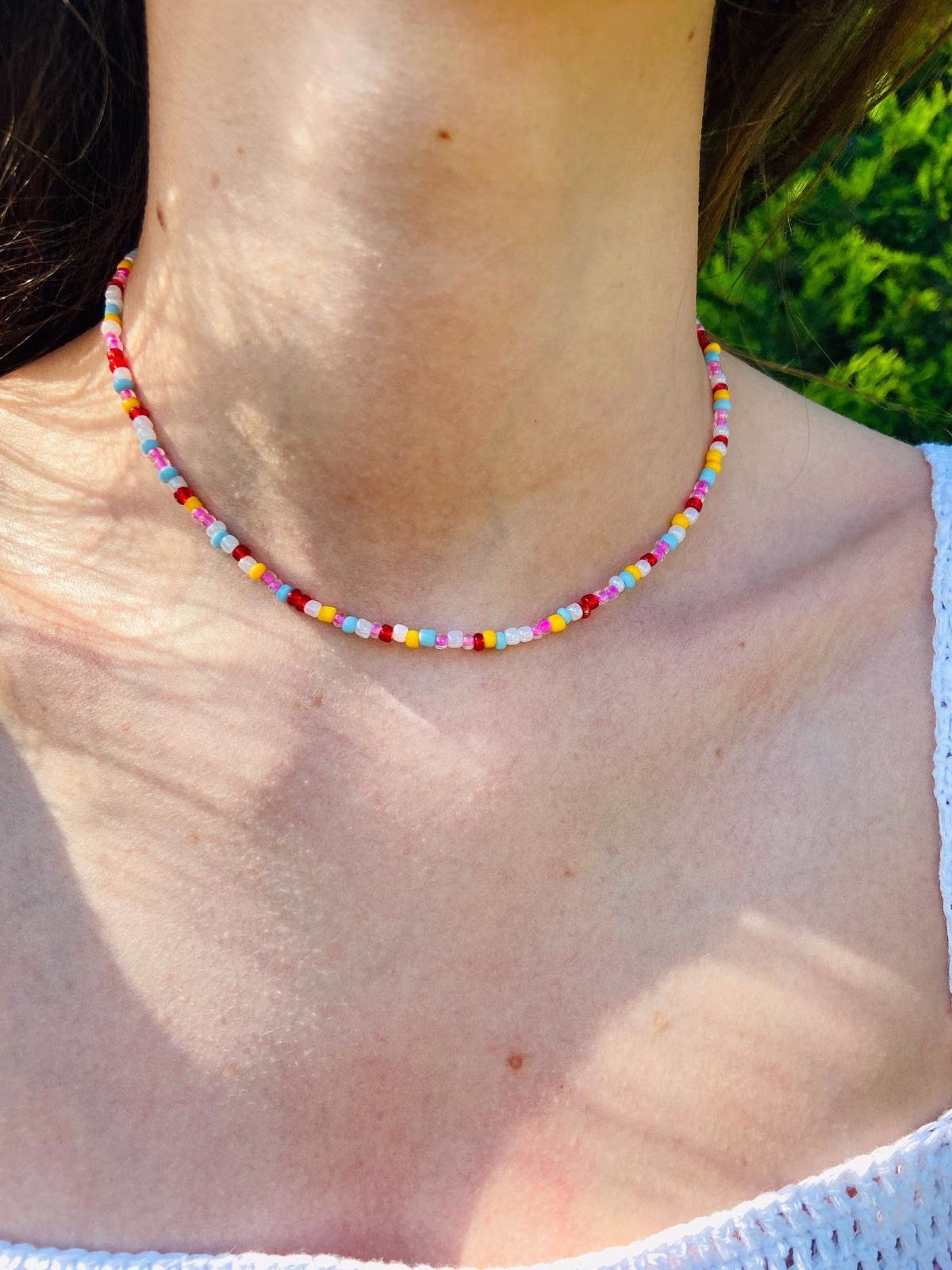 Seed Beads Necklace, Colorful Bead Simple Necklace, Czech Glass Beads, Sale