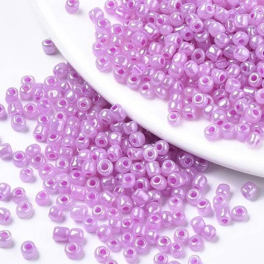 50G 4mm Seed Beads Pearlised Purple - Beautiful Glass Perfect For Beading, Crafts & Jewellery Making