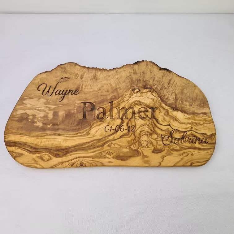 Personalised Olive Wood Chopping/Cheese Board-Wedding/Anniversary Gift
