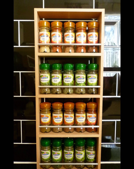 Beech Spice Rack 5 Shelves Freestanding/Wall Mounted Contemporary Wooden Kitchen Storage Shelf For & Herb Jars