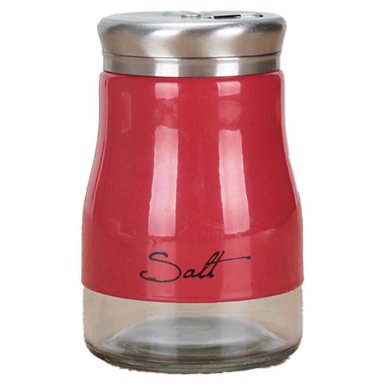 Fvbjd - Stainless Steel Salt and Pepper Shakers with Glass Bottom, Modern Kitchen Accessories red