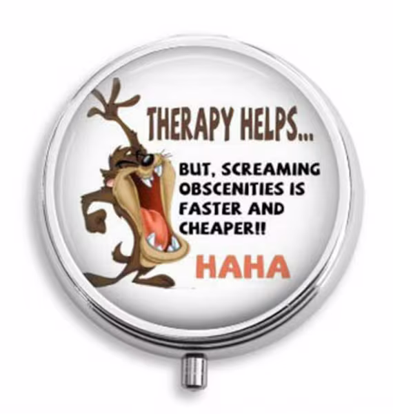 Pill Box, Container, Case, Holder, Medicine Box, Therapy Helps. But, Screaming Obscenities Is Faster & Cheaper Haha