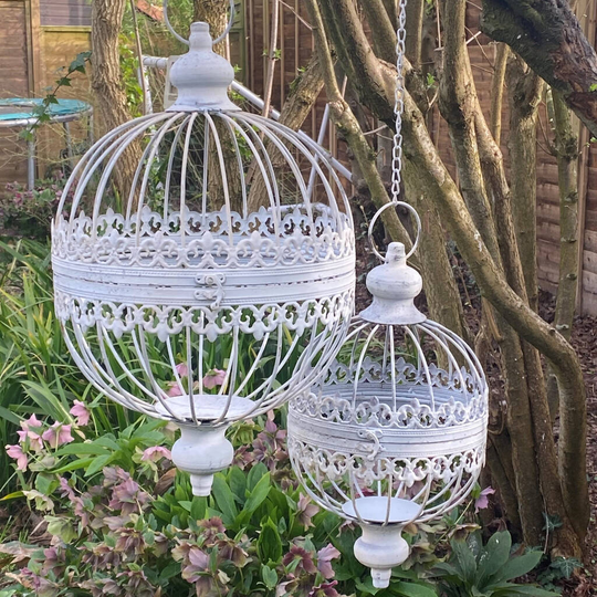 Set Of Two Floral Orb Planters