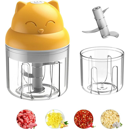Benobby Kids - Mini Electric Food Chopper BPA-Free, usb Rechargeable Portable Food Processor for Onion Chili Herb Garlic, Small Cordless 3-layer