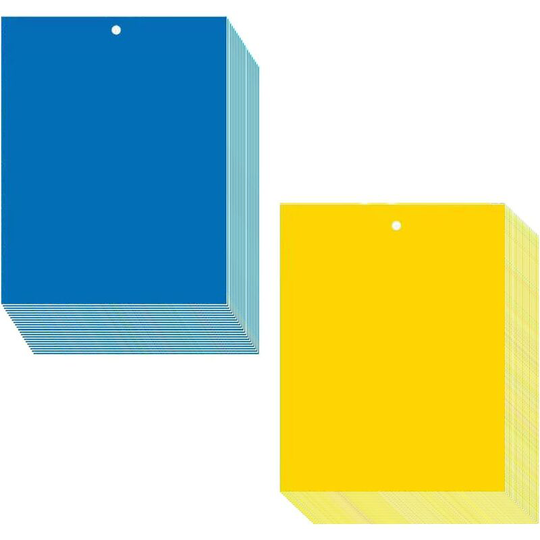 100 Pcs Insect Traps Blue&Yellow Fly Trap Double Sided Self-adhesive Protection Against Aphids White Mosquito Thrips Whiteflies, for Garden Plant