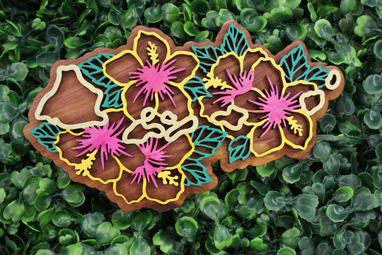 Hi State Flower Ornament/Magnet - Hawaii Ornament