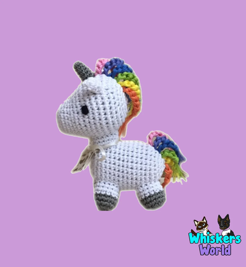 Unicorn Organic Knit Dog Toy - Squeaker Plush Dog Toy Small Crochet Stuffed Handmade