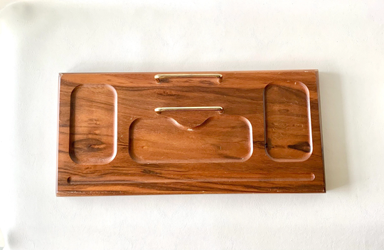 Vintage Wood & Brass Desk Office Organizer