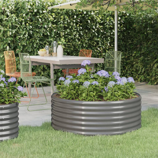 Asupermall - Garden Planter Powder-coated Steel 100x100x36 cm Grey