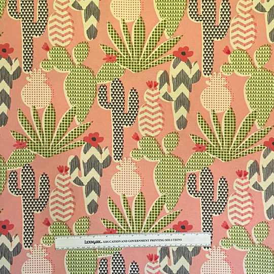 Cactus & Hibiscus Flowers, Southwest, Coral Pink Green, Colorful, Geometric, Outdoor, 55