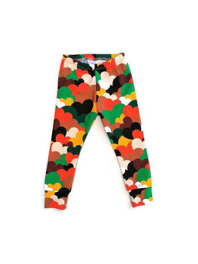 Organic Hearts Print Leggings For Babies & Kids Up To 14 Years, Unisex Clothes, Retro Heart Print, Handmade in The Uk, New Baby Gift