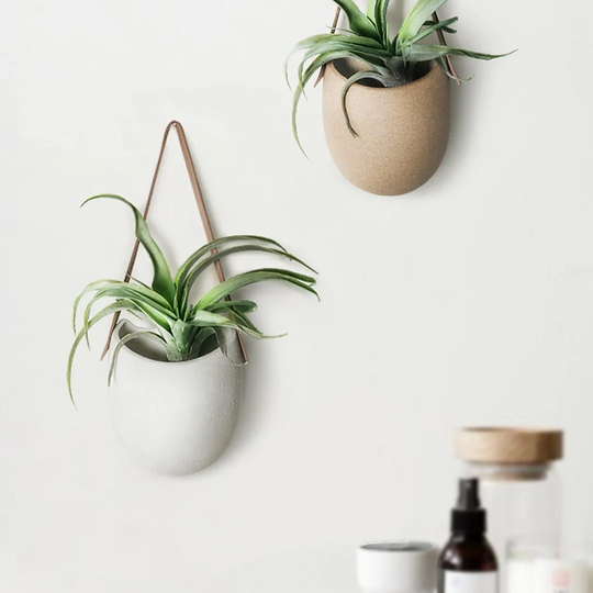 Hanging Planter With Leather Strap, Handmade Pottery Wall Decoration, Indoor Planter, Housewarming Gift, Gardening Crafts, Plant