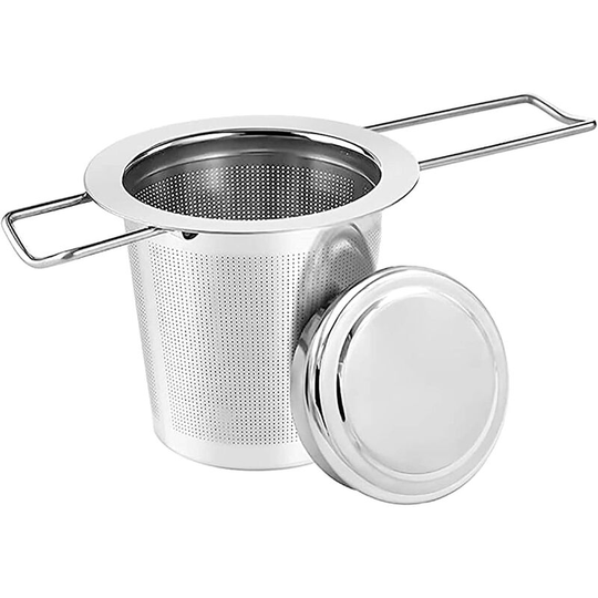 Tea Filter, 304 Stainless Steel Tea Infuser Fine Hole Tea Strainer with Folding Handles & Lid, Fine Hole Tea Filter, For Loose Tea, for Teapot, Mug,