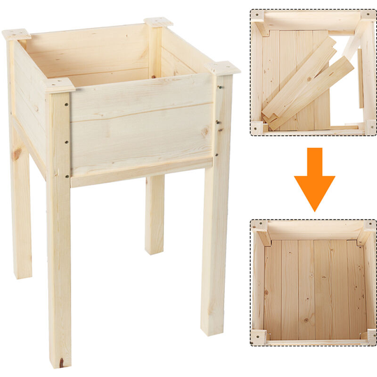 Maerex - Garden Raised Bed 41x41x79CM Vegetable Wood Planter Box With Feet