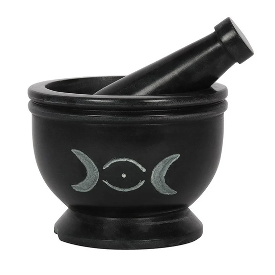 Soap Stone Triple Moon Pestle & Mortar, Witches Kitchen