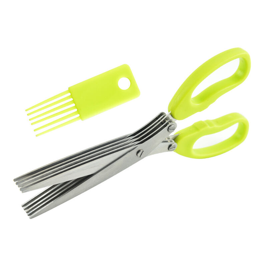 Five-layer stainless steel scissors green onion scissors multi-layer herb scissors herb scissors desktop shredding scissors
