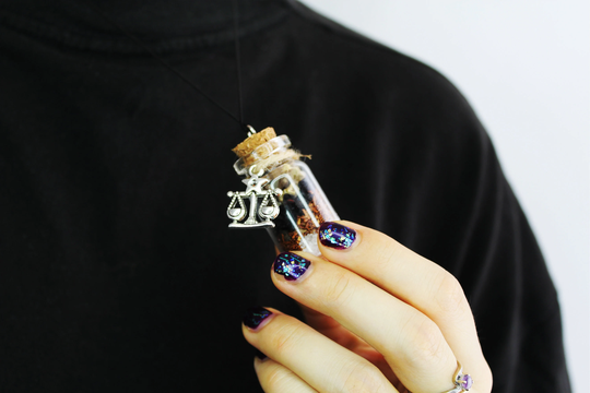 Libra Star Sign Spell Jar Necklace By Willow Malone | Witch Gift Fashion Zodiac | September 23 - October 22