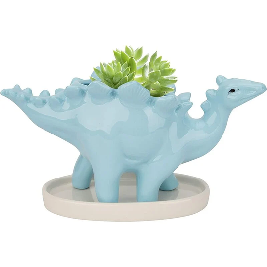 Dinosaur Ceramic Flowerpot, Succulent Pots, Succulent Flower Pot, Cute Mini Planter Pots for Desktop Decor, Art Vase, Garden (Green, No Plants)