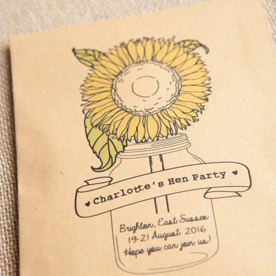 10 Hen Party Personalised Seed Packet Favours