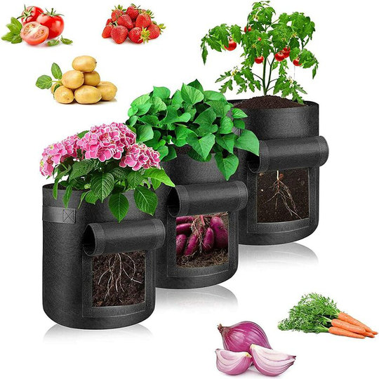 Grow Bag Grow Bags, Breathable Indoor Plant Bags, Practical and Durable Plant Bag Jjardin Plant Bag 12 Gallon 10 Gallon (12 Gallon, 2 Packs of Gray)