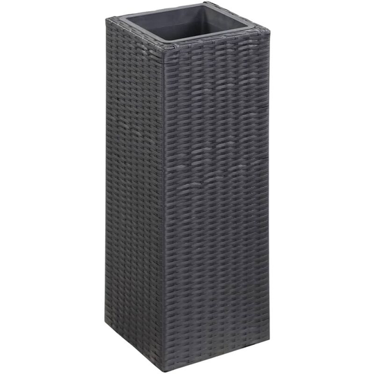 Hommoo - Garden Raised Bed 28x28x80 cm Poly Rattan Black
