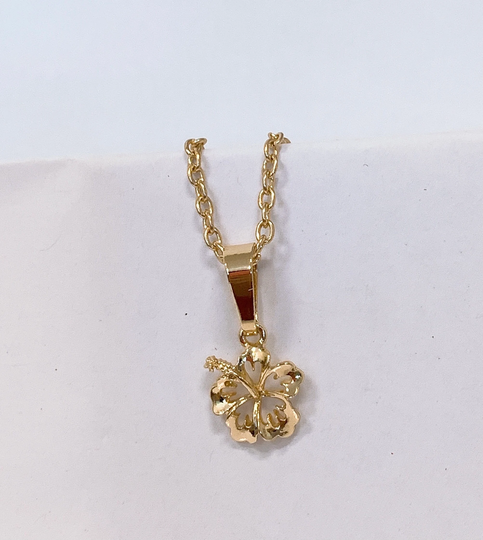 Hawaiian Small Hibiscus Flower Pendant With Chain