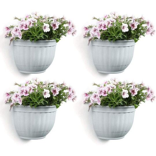 Einemgeld - 4pcs 26.5CM Hanging Plant Pots Wall Mount Flower Baskets - Light Grey, Plastic Aloe Grass Pot Orchid Resin Baskets Wedding Decoration for
