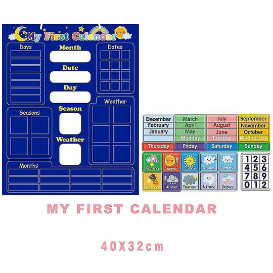 Magnetic First Calendar Time Month Date Day Season Toy Boy Girl