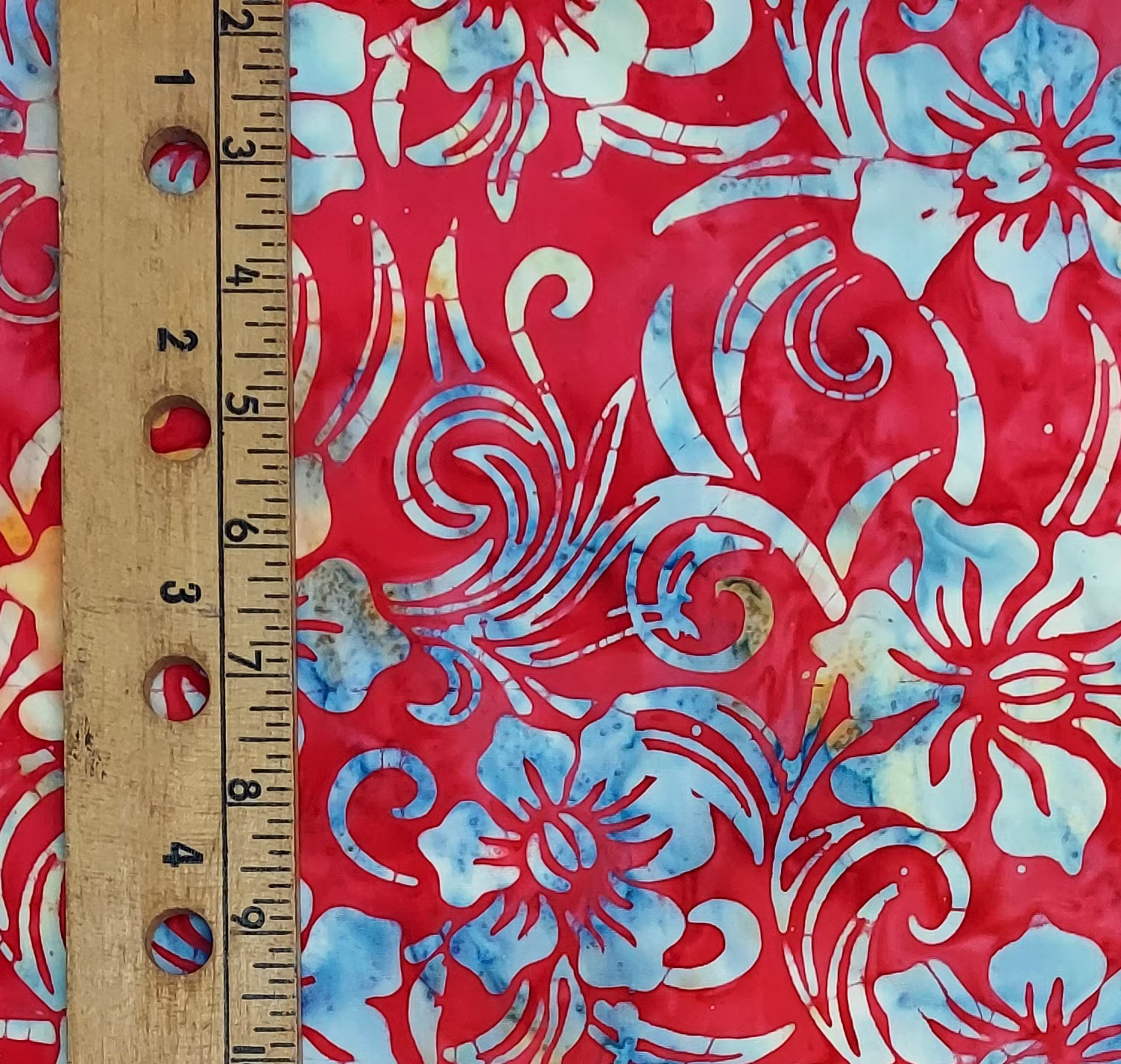 Hibiscus Flower Red Pretty Petal 2139Q-x Cotton Batik Fabric By Anthology Fabrics