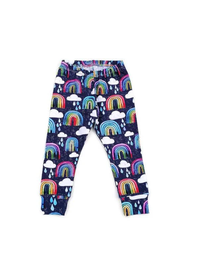 Organic Rainbow Leggings, Baby & Kids Regular, Skinny Fit Or Cloth Fit, Handmade Uk, Pastel Rainbow, Unisex Baby Clothes