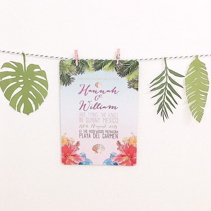 Wedding Invitation Card - Tropical Invite Destination Abroad