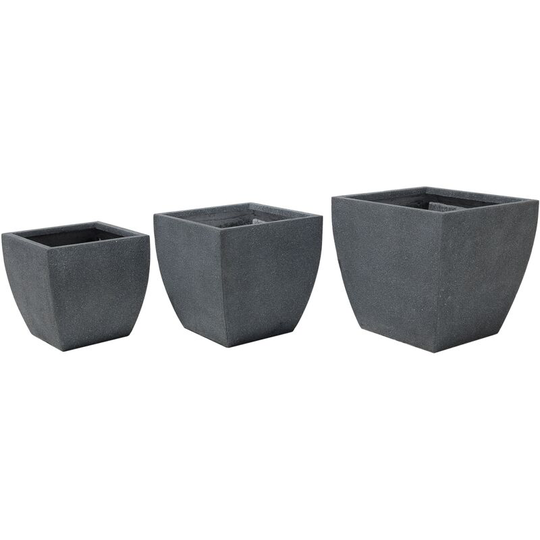 Beliani - Set of 3 Flower Planters Clay Garden Pots Indoor Outdoor Grey Oricos - Grey