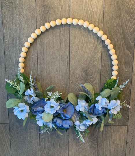 Spring/Summer 2022 Wood Beaded Blue Floral & Greenery Blend