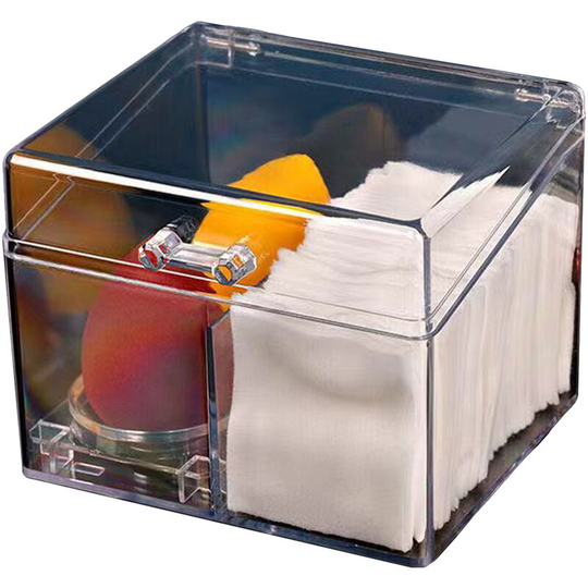 Desk Cotton Swab Holder Flossers Box Case Acrylic Cotton Ball Pads Gauze Swab Holder Plastic Makeup Lipstick Organizer for Makeup Sponges (Type 4)