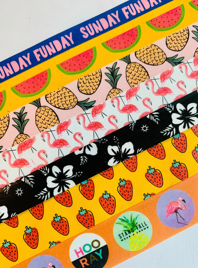 Tropical, Summer, Watermelon, Flamingos, Pineapple, Hibiscus, Strawberries, Funday, Bright Colors, Washi Tape, Sample