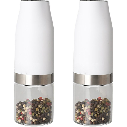 Electric Salt and Pepper Grinder Set - Gravity Salt and Pepper Grinder Set Automatic Battery Operated White