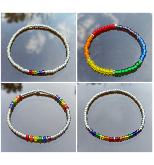 Rainbow Pride | Lgbtq+ Seed Bead Stretch Bracelets/Anklets Sold Individually 4 To Choose From