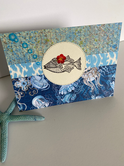 Under The Sea Hawaiian Triggerfish, Humu Humu, Blue Planet Ocean Art, Nautical Maritime, Jellyfish Voyage, Card For Diver Or Snorkeler
