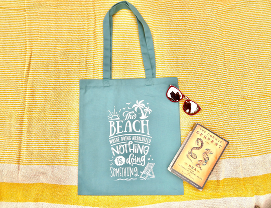 Beach Tote Bag, Organic Cotton Reusable Shopping Bag