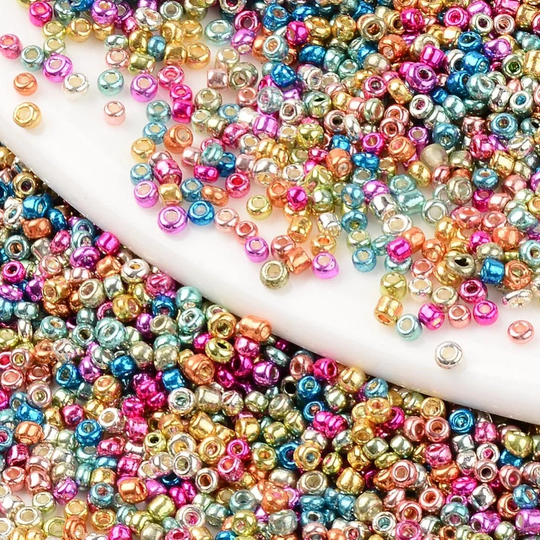 Glass Seed Beads Round 2mm 11/0 - 50G Metallic Mixed