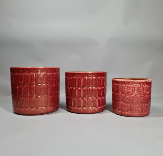 Scarlet Shimmer Textured Glazed Ceramic Planter