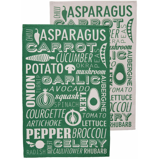Premier Housewares - Porter Green Tea Towels - Set of 2