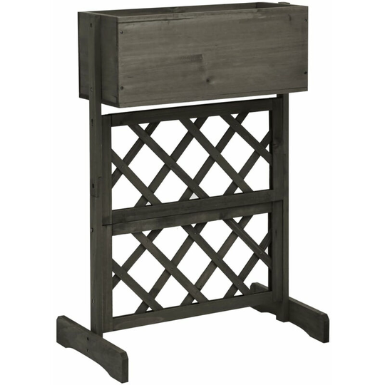 Garden Trellis Planter Grey 45x30x74 cm Solid Firwood