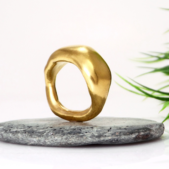 Chunky Gold Ring Organic Big Heavy Statement Big Minimalist Jewelry Bold Sterling Silver Gold Vermeil