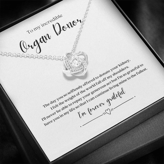 Organ Donor Transplant Gift, Knot Necklace, Gift For Her, Thank You Gratitude Kidney